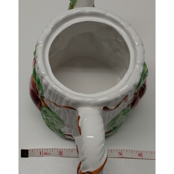 Vintage Ceramic Teapot Garden Fruit Teddy Bear Grapes Apples Collectible Display - Picture 13 of 16